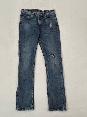 Spykar Rover Low Rise Slim Thigh Narrow Leg Blue Distress Denim Jeans Mens 30x31